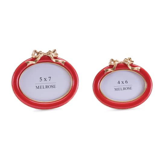 Melrose Red Oval Bow Photo Frames Set